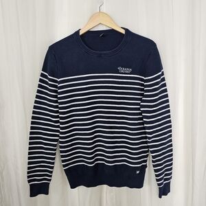 Helly Hansen for Oceania Cruises Navy Blue White Striped Crewneck XL